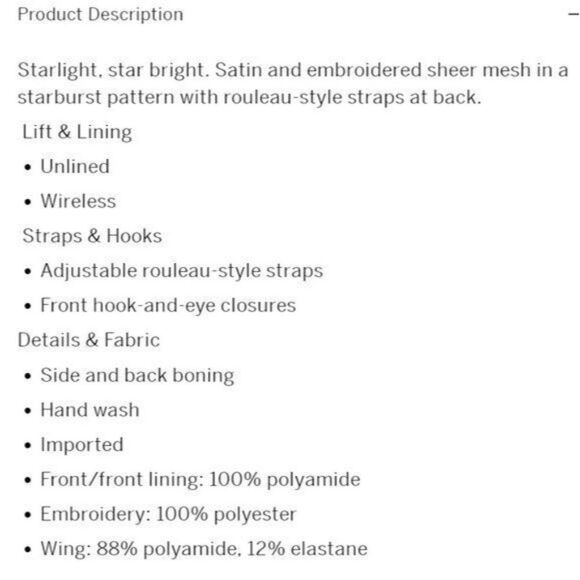 NWT Victoria's Secret Starburst Satin/Mesh Criss-Cross Back Long Line Bra - Picture 6 of 6